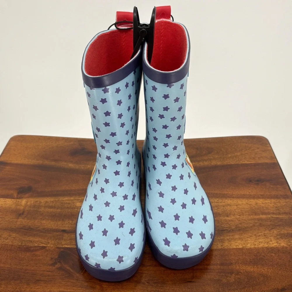 Bluey Rain Boots Kids 11-12 Blue Bingo Star Print Waterproof Rubber / Ground Up